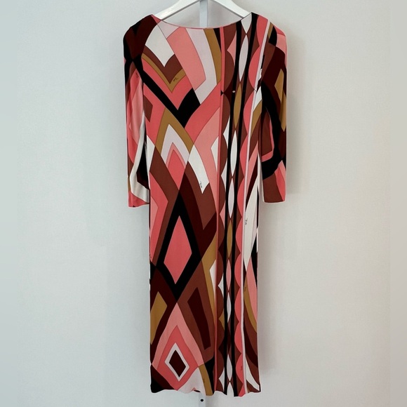 EMILIO PUCCI CORAL MULTI ICONIC PRINT MARILYN STYLE DRESS SIZE IT 40 / US 6 - Picture 6 of 17